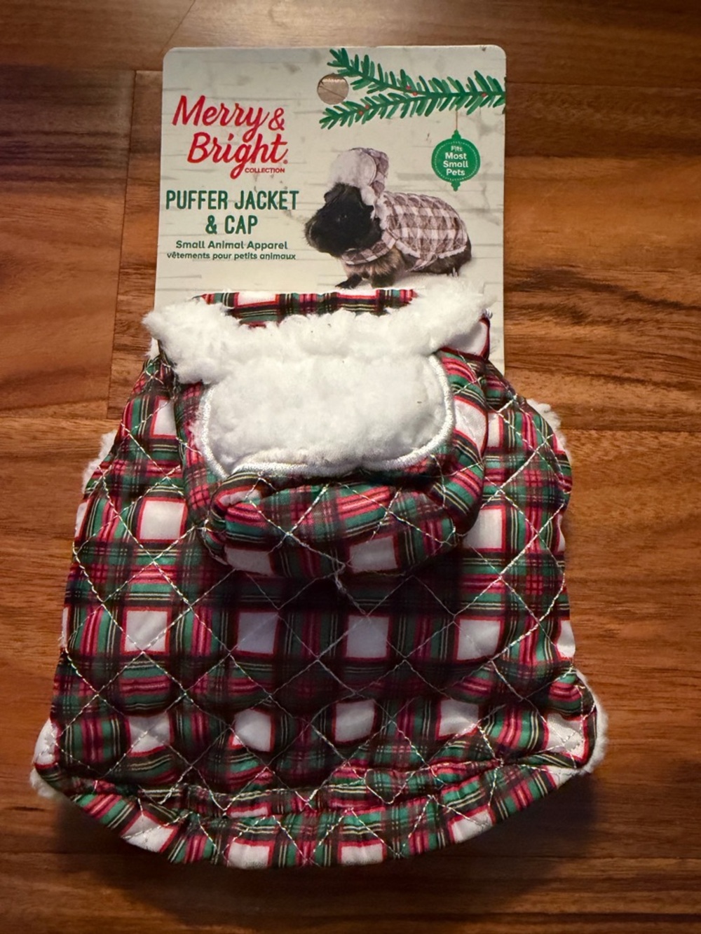 Merry & Bright Plaid Puffer Jacket & Cap - Red Green White